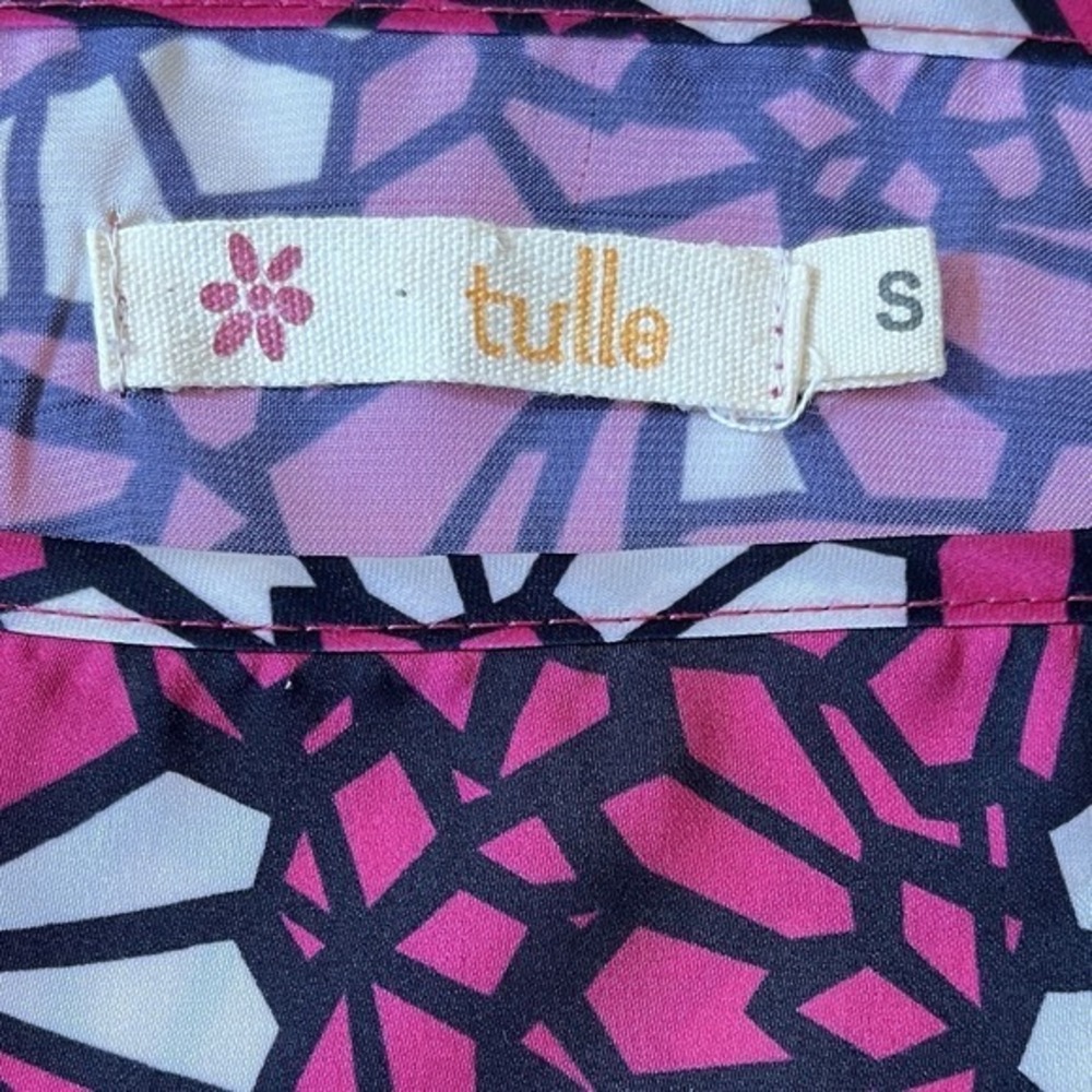 Tulle Anthropologie Peplum Blouse Womemns S Pink Floral Boat Neck Dolman Top - Picture 6 of 8